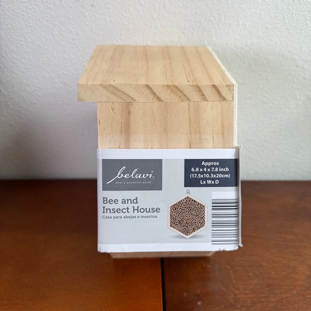 Belavi Bee and Insect House Tan Bamboo Wood Hexagonal Nesting Aid